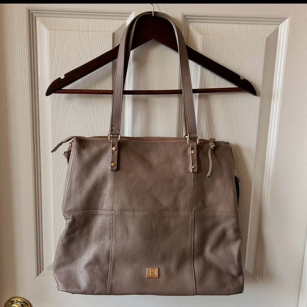 Kooba Everette Leather Y2K Tote, Taupe Grey